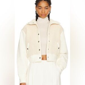 Rag & Bone Cream Paula Bomber Jacket with knit Texture